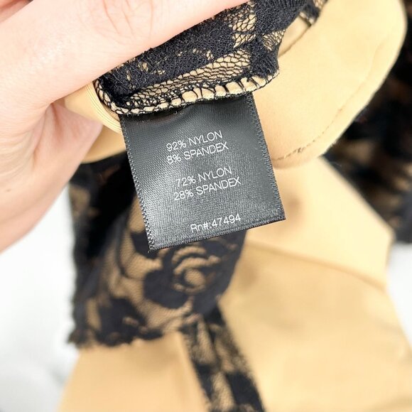 NWT Norma Kamali Strapless Lace Corset Fishtail Gown in Black Roses/Nude - Picture 10 of 11